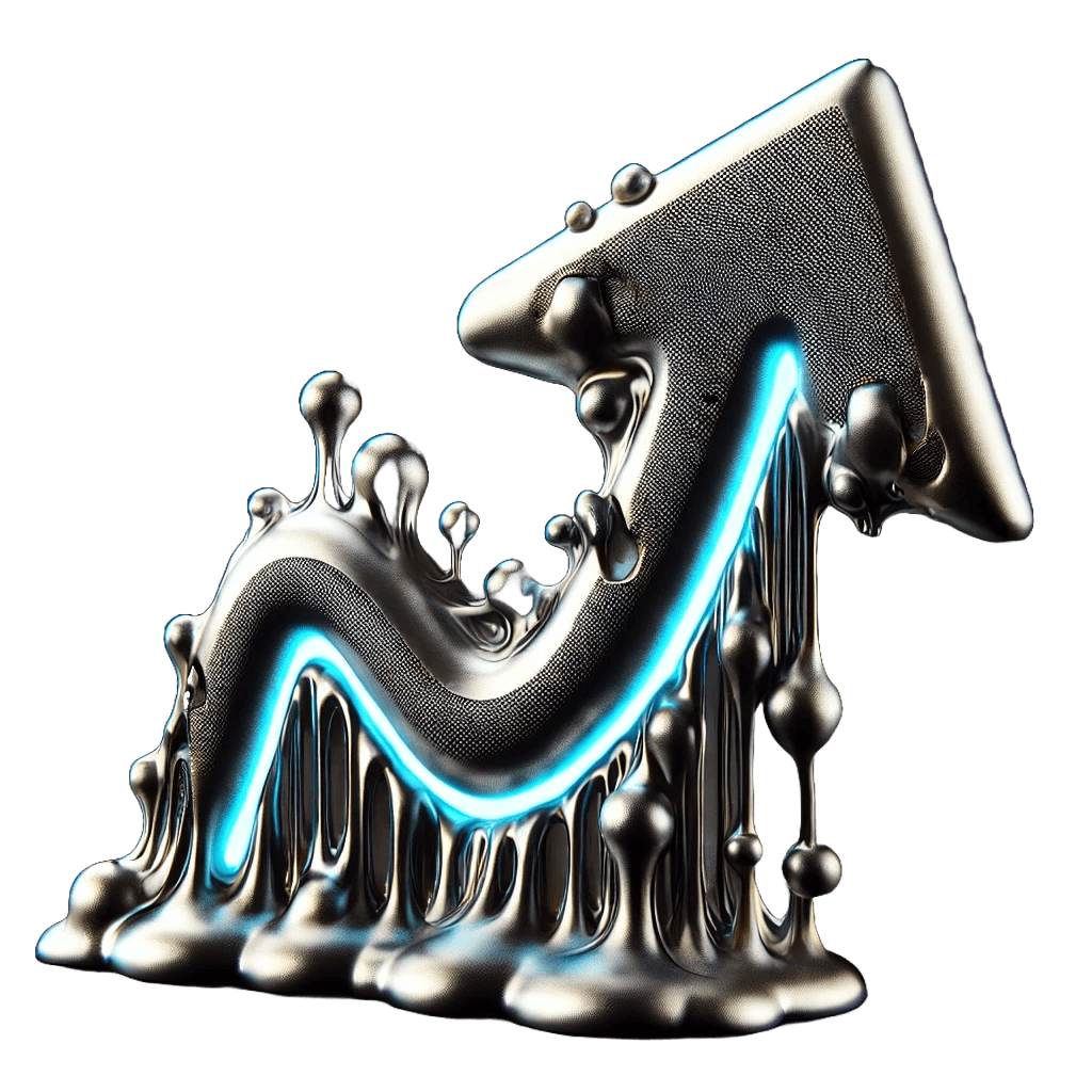 Liquid metal, carbon uptrend arrow.